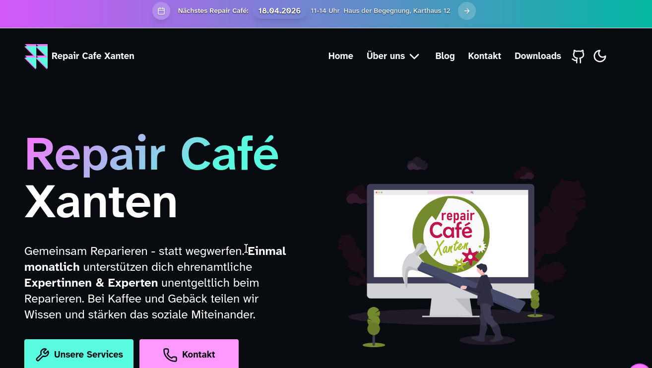 Screenshot of Repair Cafe Xanten